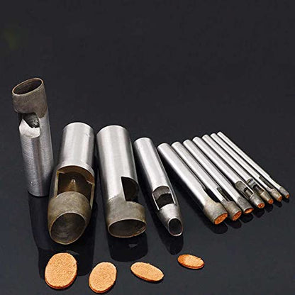 Junetree Leather Hole Punch Cutter Set: 5/6/7/8/10mm Steel, 5pcs, Manual, Oval Round Hollow, Leather Watch Bands, Belts, Canvas, Paper, Plastics - color: Ovals_5pcs