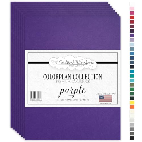Cardstock Warehouse Colorplan Purple Cardstock Paper – 25 Sheets, 8.5 x 11" – 100 lb. / 270 GSM Premium Matte Cover Cardstock for Invitations, Card Making, Scrapbooking & DIY Projects - color: Purple