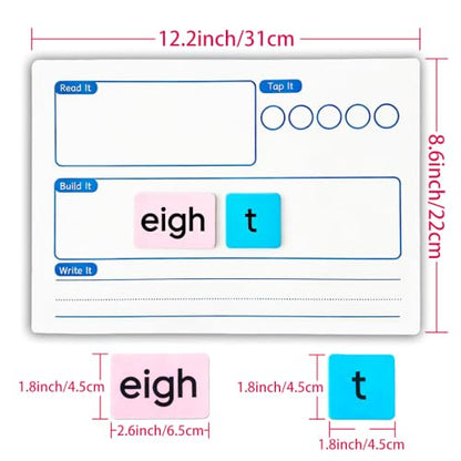 Large Phonics Word Building Magnetic Letters Digraphs Tiles Set | Enlarged 239 Pieces of Color-coded Magnet Tiles with 2 Magnetic Spelling Boards for Science of Reading Classroom Practice