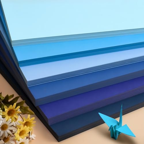 KYMY Blue Colored Cardstock Paper, 30 Sheets A4 Heavy Weight Card Stock 92lb/250gsm, 6 Assorted Blue Shades Thick Cardstock for Crafts, Card Making, Invitations, Scrapbooking, DIY Printing, Projects - color: Blue