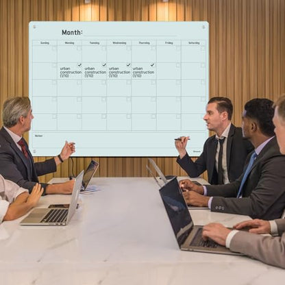 Magnetic Monthly Calendar Glass Whiteboard - Glass Dry Erase Board 48"x36" Large Frameless Glass Board for Walls Office School and Home - color: Mothly-c, size: 48" x 36"