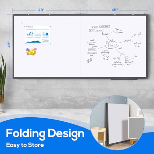 Magnetic Dry Erase Board 96 x 48 inches, Maxtek 4" x 8" Whiteboard for Wall, Large White Board Dry Erase Foldable Wall-Mounted Aluminum Frame Erase Board with Marker Tray for Office Home and School - size: 96"W x 48"H, style: Style A