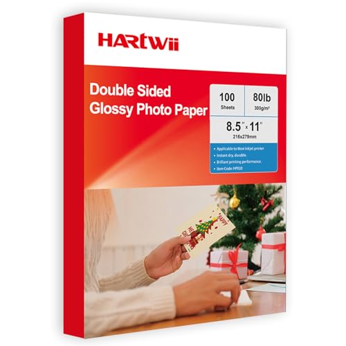 300gsm Double Sided Glossy Thick Heavyweight Photo Paper 80LB 100 Sheets 8.5x11 Inches for Inkjet Printer and Dye Ink