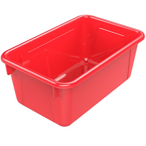 Storex Small Cubby Bins, Pack of 5, 12.2 x 7.8 x 5.1 Inches, Red (62415U05C) - color: Red, style: Bin Only