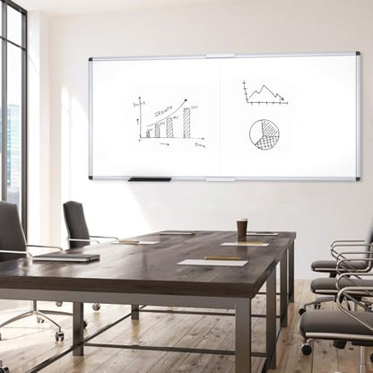 VIZ-PRO Magnetic Dry Erase Board, 72 X 48 Inches, Foldable Wall-Mounted Whiteboard with Silver Aluminum Frame & Marker Tray for School Office and Home 6' X 4' - size: 72"W x 48"H