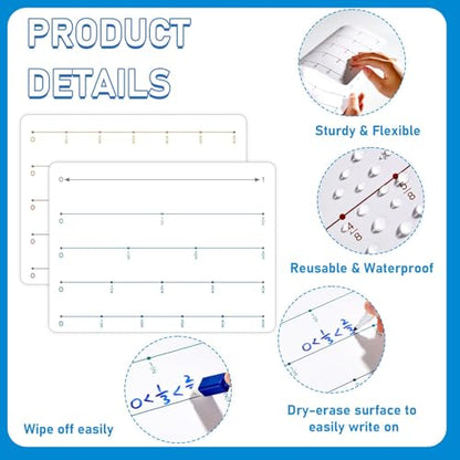 24Pcs Fraction Number Line Double Sided Cardboard for Students Dry Erase Whiteboard Math Fraction Manipulatives Paper Cardboard Fractions Practice for Teacher Teaching Tool Portable Learning 12" x 9" - style: Number Line