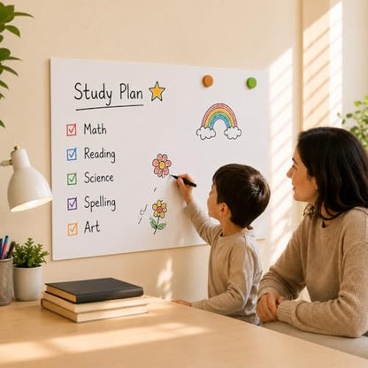 Magnetic Whiteboard Contact Paper, 18" x 24" Stick on Magnetic Dry Erase White Board Sticker for Wall, Easy to Write for Drawing, School, Office, Kitchen Fridge - size: 17.7" x 24.3"
