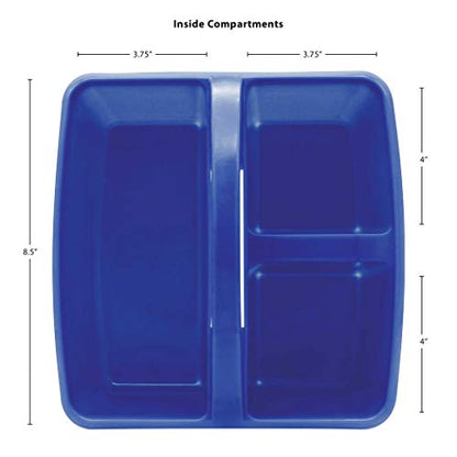 Teacher Created Resources Blue Portable Plastic Storage Caddy 6-Pack for Classrooms, Kids Room, and Office Organization, 3 Compartment
