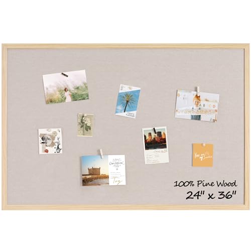 Fun Memories Cork Board Bulletin Board for Office, 24" x 36" Pine Wooden Framed Corkboard, Wall Mounted Notice Pin Board for School Home & Office, Natural Wood - color: Pine Framed - Natural Wood, size: 24" x 36"