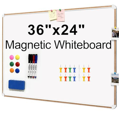 Large Magnetic White Board for Wall,Aluminum & Cork Strip Frame Whiteboard for Office,Presentation Dry Erase Board Wall Mount,Large Whiteboard for School Classroom Huge Whiteboards (36" W x 24" H) - size: 36"W x 24"H
