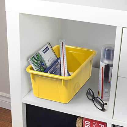 Storex Small Cubby Bins, Pack of 5, 12.2 x 7.8 x 5.1 Inches, Yellow (62410U05C) - color: Yellow, style: Bin Only