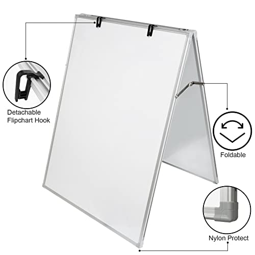 JILoffice Dry Erase Board, Magnetic White Board 36 X 24 Inch, Double Sided Whiteboard Easel, Silver Aluminum Frame with Two Flipchart Hooks for Office Home and School