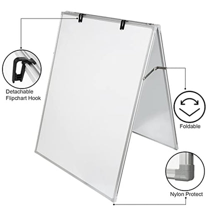 JILoffice Dry Erase Board, Magnetic White Board 36 X 24 Inch, Double Sided Whiteboard Easel, Silver Aluminum Frame with Two Flipchart Hooks for Office Home and School