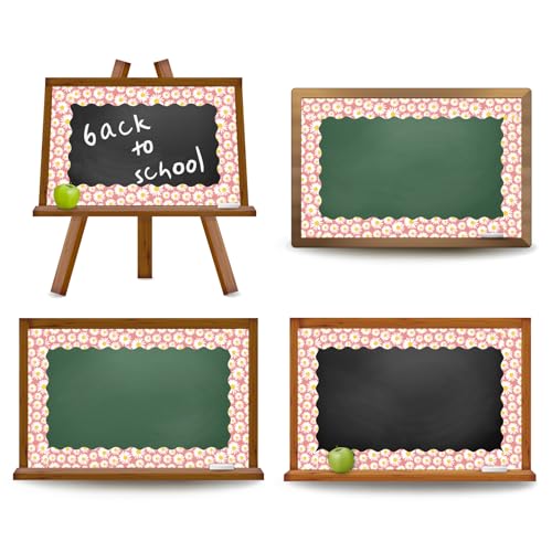 Whaline 32.8ft Daisy Bulletin Board Border Pink White Daisy Flower Floral Die-Cut Border Trim for Chalkboard Wall Decoration - style: White Daisy Flower