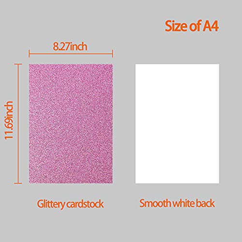 Simetufy Glitter Cardstock, 40 Sheets in 20 Colors, A4 Premium Cardstock for Cricut, Crafts and DIY Projects, Sparkly Paper for Card Making, 250 GSM
