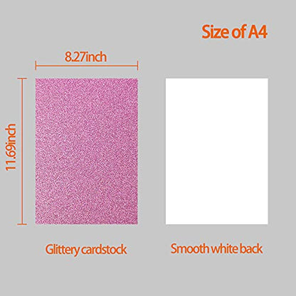 Simetufy Glitter Cardstock, 40 Sheets in 20 Colors, A4 Premium Cardstock for Cricut, Crafts and DIY Projects, Sparkly Paper for Card Making, 250 GSM