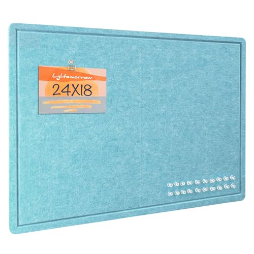 Lightomorrow Bulletin Board, 24 x 18 inches Felt Board Decorative Pin Board, Cork Board Alternative for Wall, Foldable Self-Adhesive Vision Board Mood Board with 20 Pushpins - Turquoise Blue - color: Turquoise Blue, size: 24×18 inches