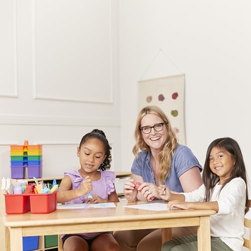 ECR4Kids 3-Compartment Small Plastic Caddy, Multipurpose Organization, Primary, 6-Pack - color: Primary