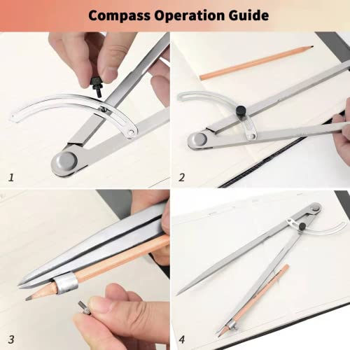 Compass for Geometry, 24 inch Compass for Woodworking, Precision Woodworking Compass with Wing Divider and Pencil Holder, Large Compass for Geometry, Drafting, Drawing Compass (24inch) - size: 24inch
