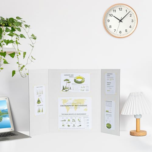 HAUTOCO 3 Pcs Small Black Trifold Poster Board 21 x 14 inches and 12 Pack White Trifold Poster Board 26'' x 15.74'' for Science Fairs, School Projects