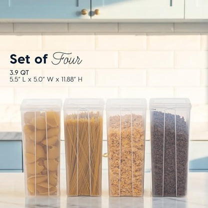 IRIS USA Food Storage Containers with Flip-Top Lid, 3.9 Qt - 4 Pack, Clear Stackable Food Containers for Kitchen & Pantry Organization, BPA-Free, Food Grade Plastic For Flour, Sugar, Dry Food, Grain - size: Food Grade Large - 4 Pack