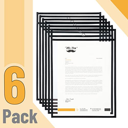 Mr. Pen- Reusable Dry Erase Pocket Sleeves, 10.2" x 14", 6 Pack, Black | Clear Plastic Paper Sleeves, Ticket Holders, Clear Plastic Sheet Protectors, Teacher, School, Classroom Supplies - color: Black, size: 6 Pack