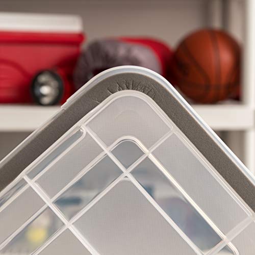 IRIS USA WeatherPro 6 Qt Storage Bins with Lids, 6 Pack, BPA-Free Plastic Gasket Box with Tight Latch and Seal, Stackable Nestable Tote Tub - Clear/Black - size: 7 Qt, style: 6 Pack