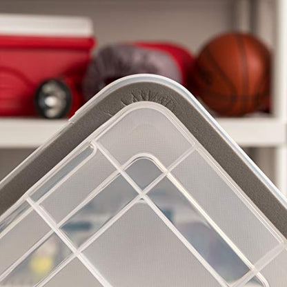 IRIS USA WeatherPro 6 Qt Storage Bins with Lids, 6 Pack, BPA-Free Plastic Gasket Box with Tight Latch and Seal, Stackable Nestable Tote Tub - Clear/Black - size: 7 Qt, style: 6 Pack