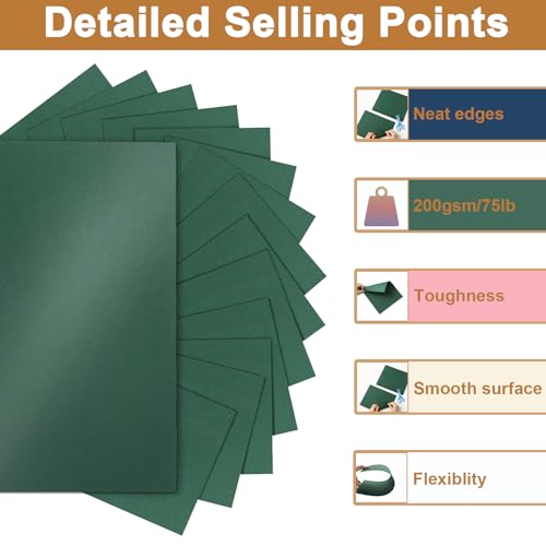 Silunkia 28 Sheets Christmas Green Shimmer Cardstock 8.5 x 11 Craft Paper, 92lb Premium Paper Card Stock for DIY Cards Making, Anniversaries, Wedding Invitations, Greeting Cards - color: Green, size: 28 Sheets