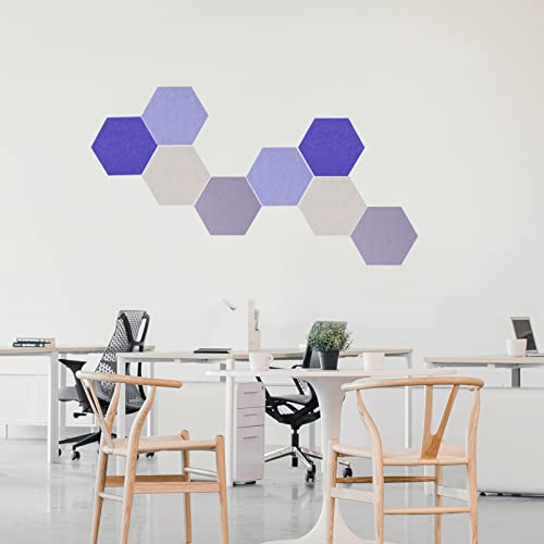 LAJAR 8 Pcs Self Adhesive Felt Bulletin Board Tiles (Large), Hexagon Color Felt Pin Board Wall Tiles for Photos, Pictures, Memos (Purple Large) - color: Purple