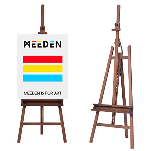 MEEDEN Large Painters Easel Adjustable Solid Beech Wood Artist Easel, Studio Easel for Adults with Brush Holder, Holds Canvas up to 48" - Walnut - color: Walnut