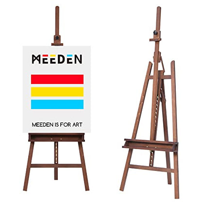 MEEDEN Large Painters Easel Adjustable Solid Beech Wood Artist Easel, Studio Easel for Adults with Brush Holder, Holds Canvas up to 48" - Walnut - color: Walnut