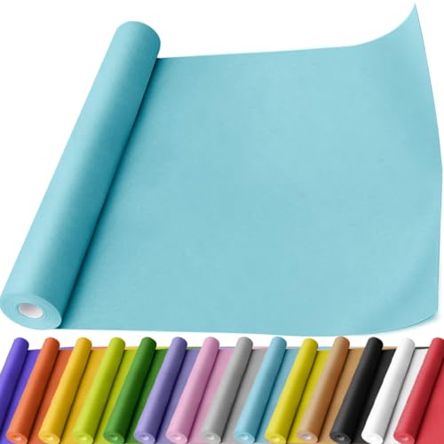 PerkHomy Light Blue Kraft Paper Roll 17.5" x 760" (63') for Gift Wrapping Bouquet Flower Art Painting Craft Writing Packaging Shipping 80GSM 55LB (Light Blue, 17.5" x 63') - color: Light Blue, size: 17.5" x 760"