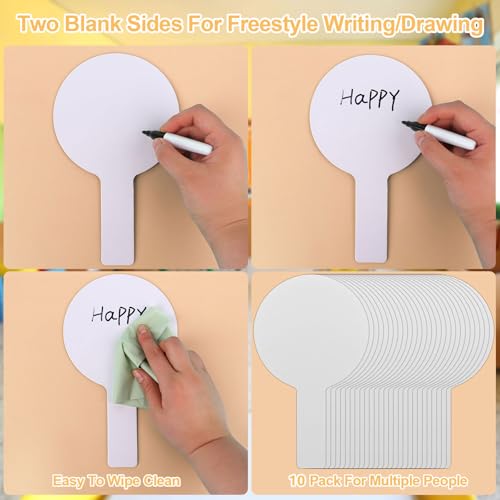 10 Pieces Dry Erase Answer Paddles Handheld Double Sided Paddles Mini White Boards Small White Board Dry Erase Signs Auction Paddles for Students Classroom Voting Games