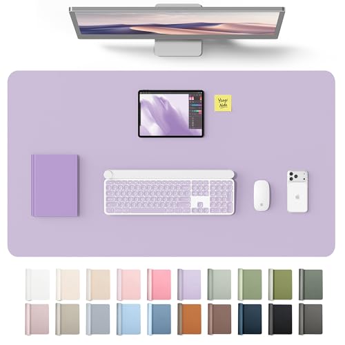 YSAGi Leather Desk Protector, Office Mat, Large Mouse Mat, Non-Slip PU Leather Blotter, Laptop Desk Mat, Waterproof Writing Pad for Office and Home(Light Purple, 40" x 24") - color: Light Purple, size: 40" x 24"