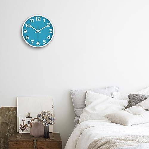 HIPPIH Wall Clock 2 Pack, 10 Inch Modern Wall Clocks Battery Operated, Non Ticking Silent Wall Clock, Simple Small Analog Wall Clock for Living Room, Bedroom, Kitchen, School, Office, Blue - color: Blue, size: 10 inches