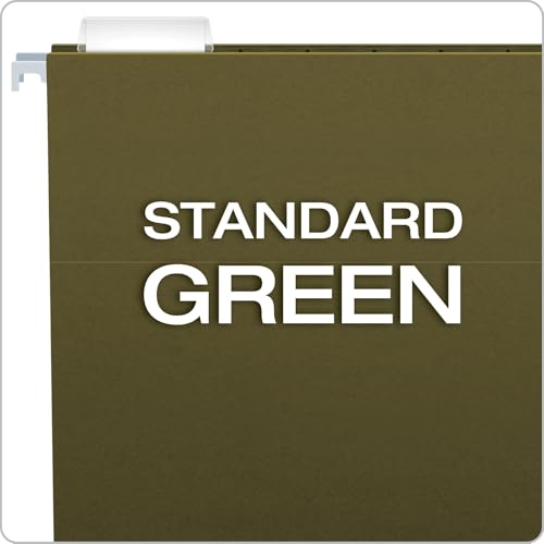 Pendaflex Recycled Hanging File Folders, 25 Pack, Green, Letter Size (8.5" x 11"), 5 Tab Positions, Includes Tabs and Inserts, Eco-Friendly Hanging Files for Office and Document Organization