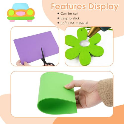 18 Sheets Foam Sheets, 9 Colors Eva Foam Paper 5.5 x 8.5 Inch, 2 mm Thick for Arts and Crafts School Project Scrapbooking DIY Cosplay
