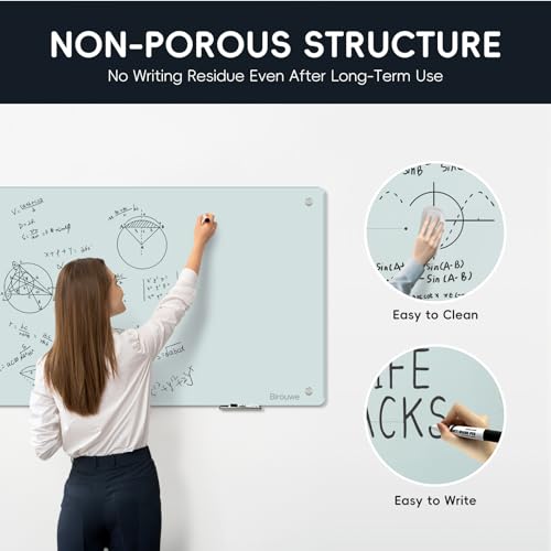 Magnetic Glass Whiteboard - Glass Dry Erase Board 48"x36" Large Frameless Board for Walls Office School and Home - color: White, size: 48" x 36"
