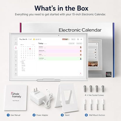 15.6" Digital Calendar, Planner Electronic Calendar & Chore Chart, Touchscreen Interactive Electronic Organizer for Monthly, Weekly & Daily Agenda, Chore Chart, Digital Photo Display, Wall & Desk Mountable