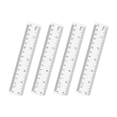 4 Pack Clear Plastic Straight Rulers, Clear Ruler Bulk, Transparent Ruler with Centimeters and Inches, for Class, Office (6 inch) - size: 6 inch