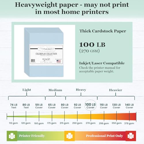 Cardstock Warehouse Colorplan Azure Blue Cardstock Paper – 25 Sheets, 8.5 x 11" – 100 lb. / 270 GSM Premium Matte Cover Cardstock for Invitations, Card Making, Scrapbooking & DIY Projects - color: Azure