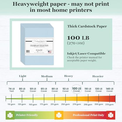 Cardstock Warehouse Colorplan Azure Blue Cardstock Paper – 25 Sheets, 8.5 x 11" – 100 lb. / 270 GSM Premium Matte Cover Cardstock for Invitations, Card Making, Scrapbooking & DIY Projects - color: Azure