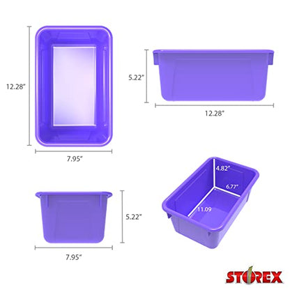 Storex Small Cubby Bins – Plastic Storage Containers for Classroom, 12.2 x 7.8 x 5.1 inches, Purple, 5-Pack (62419U05C) - color: Purple, style: Bin Only