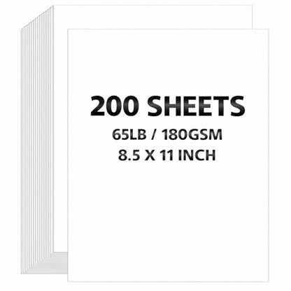 Prudiut 200 Sheets White Cardstock 8.5 x 11, 65lb/180gsm Cardstock Paper Printer Paper for Invitations, DIY Cards, Crafting, Menus, Construction, Art, School & Office Use