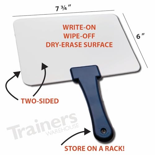 Trainers Warehouse Elite Classroom Set: 12 Double-Sided Dry-Erase White Response Boards | Ultra-Durable, Versatile Answer Paddles for Icebreakers, Voting & More (6" x 7.75") - size: 12 Boards - 6" x 7.75"