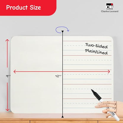 Charles Leonard Dry Erase Board Classroom Pack - Mini Lapboard School Supplies – Set of 12 Two-Sided Plain/Lined Dry Erasable White Boards, 9x12 Inches (35120) (Pack of 5) - color: Plain & Lined, size: 9" x 12" (60-Pack), style: 2-Sided Masonite Board