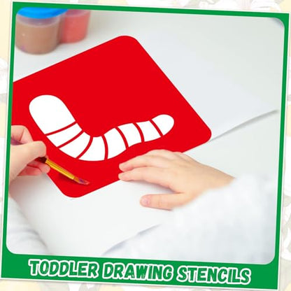 36pcs Spring Summer Drawing Stencils for Kids 8 Inch Sidewalk Chalk Stencils Painting Large Washable Reusable Garden Themed Primary Shape Template for Kids Toddlers Preschool Back to School - style: Spring