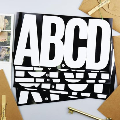 6 Inch Large White Letters Stickers, 76 Pieces Self Adhesive Alphabet Sticker for Mailbox,Door,Truck and Outdoor, Waterproof&Weatherproof Sticky Vinyl Letter Symbol Stickers,14 Sheets - color: White