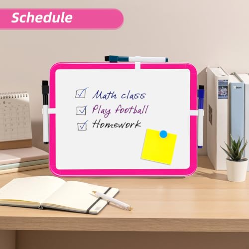 VUSIGN Small White Board Dry Erase, 8.5'' x 11'' Magnetic Dry Erase Board, Mini Whiteboard with Markers for Students, Fridge, Wall, Locker, Dark Pink - color: M- Dark Pink
